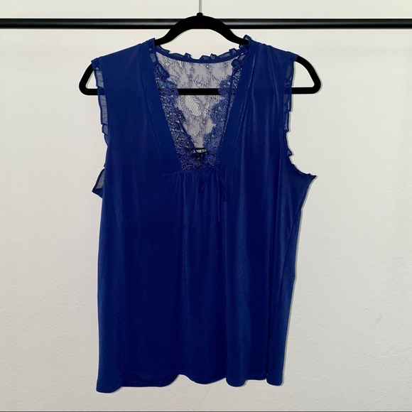 Express Lace & Ruffle Top - Picture 2 of 3